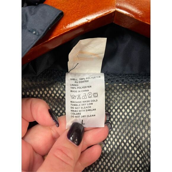 Vintage Dimco Girl Scouts Tan & Black Mesh Lined Hooded Windbreaker Sz L - Picture 9 of 9